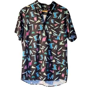 Molokai Surf Co. Black Graphic Short Sleeve Shirt L Geometric Streetwear Casual